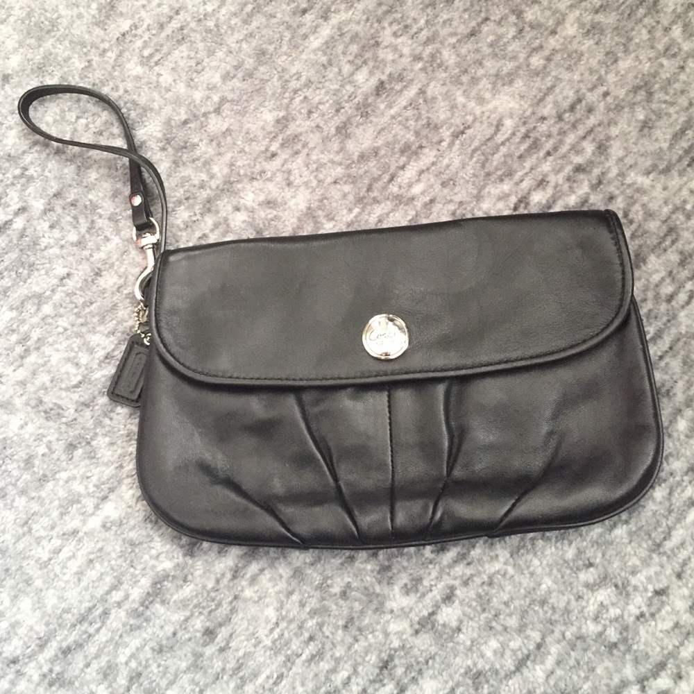 Coach Black Leather Wristlet